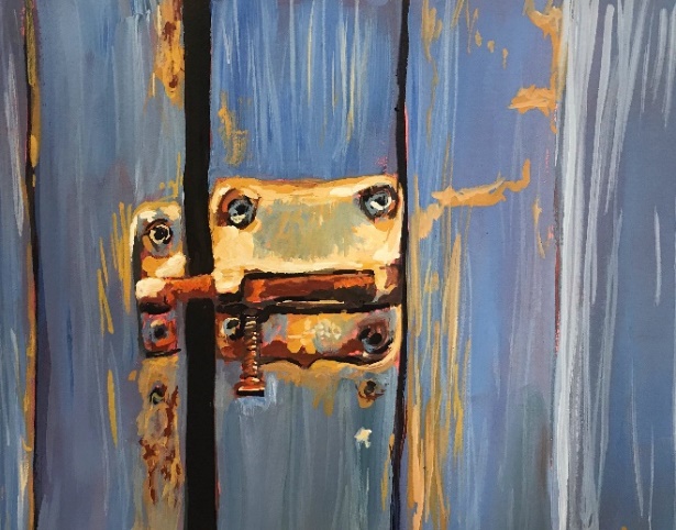 A picture containing metalware, old, catch, hinge Description automatically generated