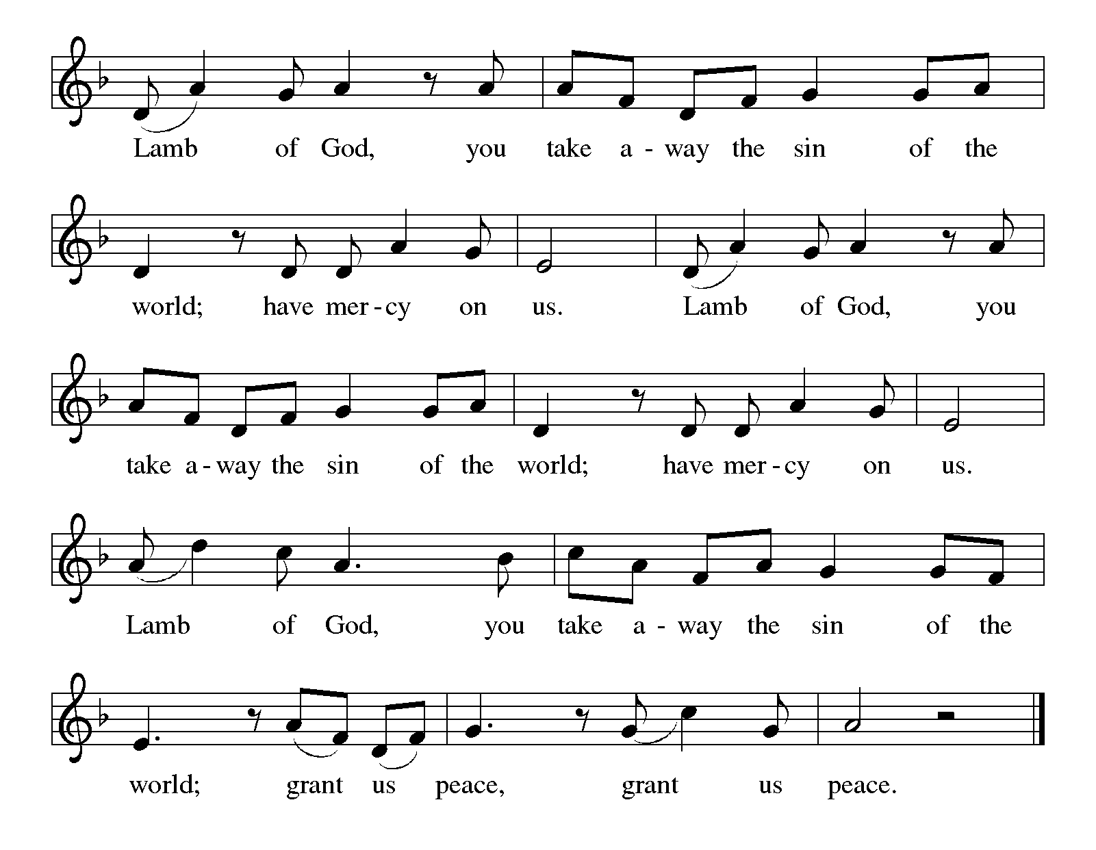 Lamb of God, ELW Setting Nine (Melody)