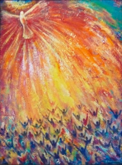 A painting of a holy spirit Description automatically generated with low confidence